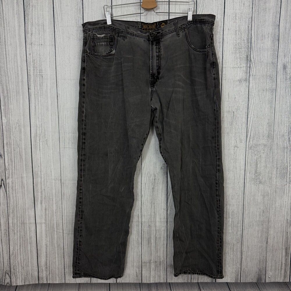Akoo Men's 44x33 Black Faded 100% Cotton Straight Leg Baggy Streetwear Jeans